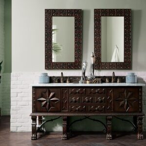 James Martin 150-V72-ANW-3CAR Balmoral 72 Inch Antique Walnut Double Vanity with 3 cm Carrara Marble Top