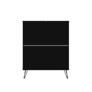 Manhattan Comfort Rockefeller 5-Drawer Tall Dresser with Metal Legs in Black