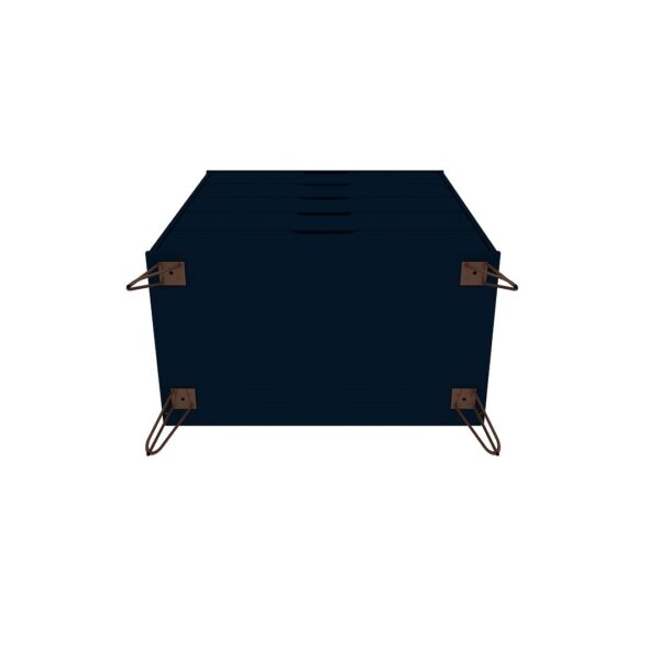 Manhattan Comfort Rockefeller 5-Drawer Tall Dresser with Metal Legs in Tatiana Midnight Blue