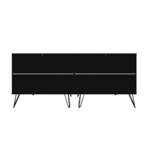 Manhattan Comfort Rockefeller 6-Drawer Double Low Dresser with Metal Legs in Black