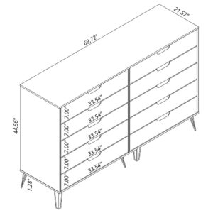 Manhattan Comfort Rockefeller 10-Drawer Double Tall Dresser with Metal Legs in Black