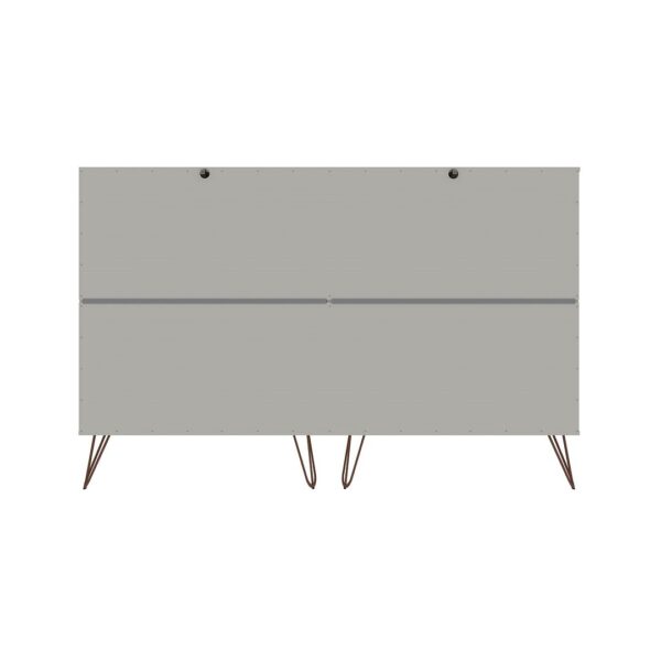 Manhattan Comfort Rockefeller 10-Drawer Double Tall Dresser with Metal Legs in Off White and Nature