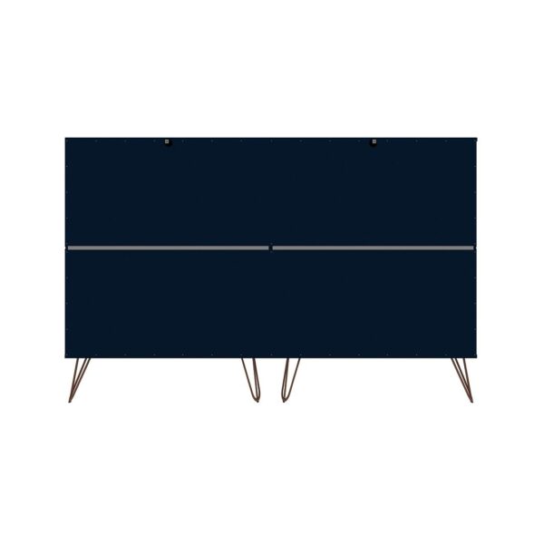 Manhattan Comfort Rockefeller 10-Drawer Double Tall Dresser with Metal Legs in Tatiana Midnight Blue