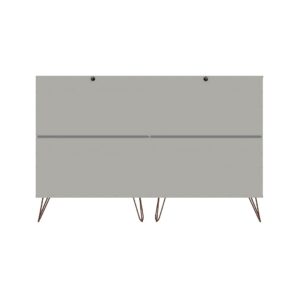 Manhattan Comfort Rockefeller 10-Drawer Double Tall Dresser with Metal Legs in Off White