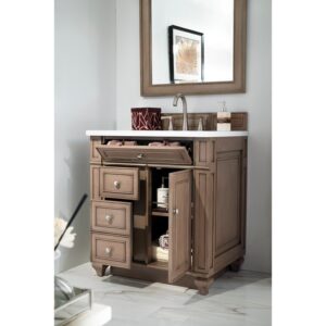 James Martin 157-V30-3WZ Bristol 30 Inch Single Vanity with 3cm White Zeus Quartz Top