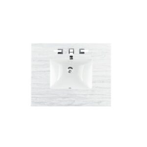 James Martin 157-V30-BW-3AF Bristol 30 Inch Single Vanity in Bright White with 3 cm Arctic Fall Solid Surface Top