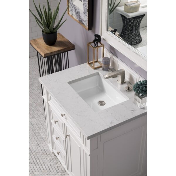 James Martin 157-V30-BW-3EJP Bristol 30 Inch Single Vanity in Bright White with 3 cm Eternal Jasmine Pearl Quartz Top with Sink