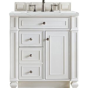 James Martin 157-V30-BW-3ENC Bristol 30 Inch Single Vanity Cabinet with Ethereal Noctis Quartz Top - Bright White