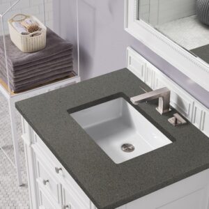 James Martin 157-V30-BW-3GEX Bristol 30 Inch Single Vanity in Bright White with 3 cm Grey Expo Quartz Top with Sink