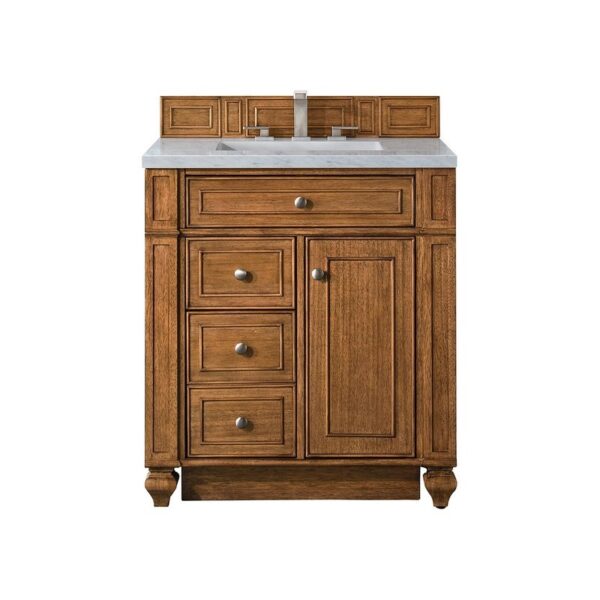 James Martin 157-V30-SBR-3AF Bristol 30 Inch Single Vanity in Saddle Brown with 3 CM Arctic Fall Solid Surface Top