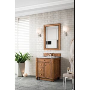 James Martin 157-V30-SBR-3AF Bristol 30 Inch Single Vanity in Saddle Brown with 3 CM Arctic Fall Solid Surface Top