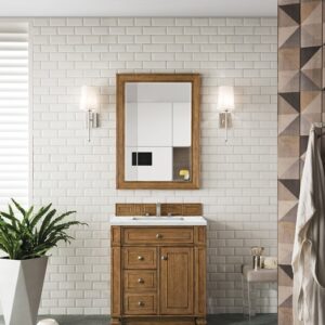 James Martin 157-V30-SBR-3ENC Bristol 30 Inch Single Vanity Cabinet with Ethereal Noctis Quartz Top - Saddle Brown