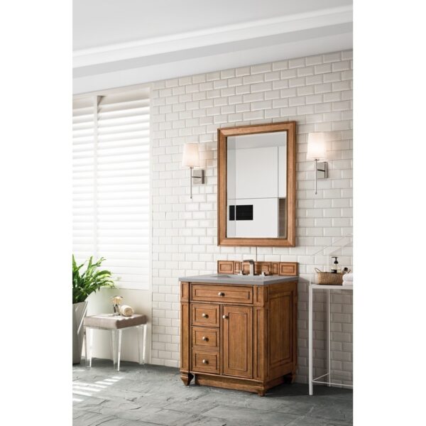 James Martin 157-V30-SBR-3GEX Bristol 30 Inch Single Vanity in Saddle Brown with 3 CM Grey Expo Quartz Top