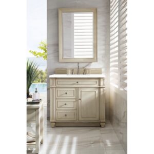 James Martin 157-V36-3WZ Bristol 36 Inch Single Vanity with 3cm White Zeus Quartz Top