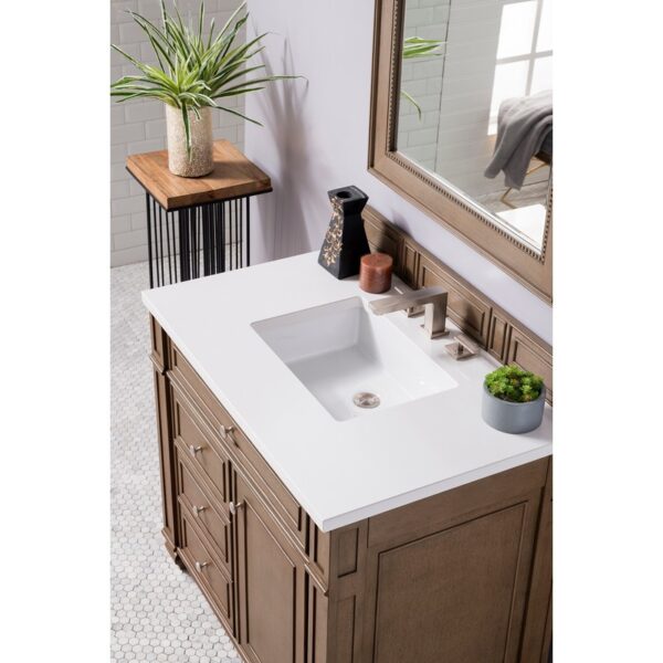 James Martin 157-V36-3WZ Bristol 36 Inch Single Vanity with 3cm White Zeus Quartz Top