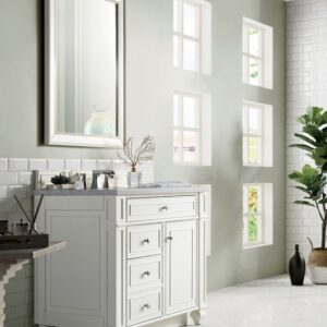 James Martin 157-V36-BW-3AF Bristol 36 Inch Single Vanity in Bright White with 3 cm Arctic Fall Solid Surface Top