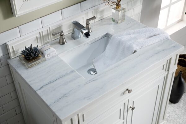 James Martin 157-V36-BW-3AF Bristol 36 Inch Single Vanity in Bright White with 3 cm Arctic Fall Solid Surface Top