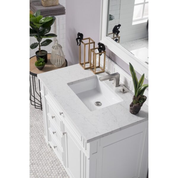 James Martin 157-V36-BW-3EJP Bristol 36 Inch Single Vanity in Bright White with 3 cm Eternal Jasmine Pearl Quartz Top with Sink