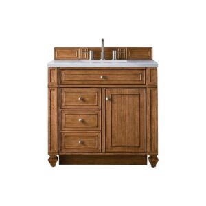 James Martin 157-V36-SBR-3AF Bristol 36 Inch Single Vanity in Saddle Brown with 3 CM Arctic Fall Solid Surface Top