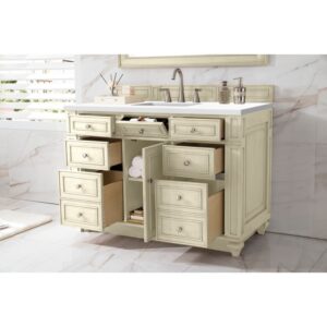 James Martin 157-V48-3WZ Bristol 48 Inch Single Vanity with 3cm White Zeus Quartz Top