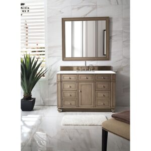 James Martin 157-V48-3WZ Bristol 48 Inch Single Vanity with 3cm White Zeus Quartz Top