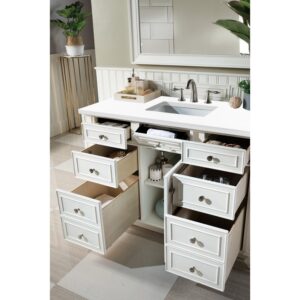 James Martin 157-V48-3WZ Bristol 48 Inch Single Vanity with 3cm White Zeus Quartz Top