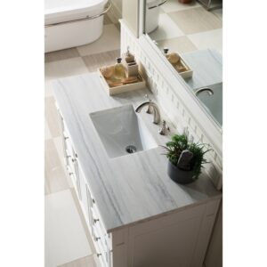 James Martin 157-V48-BW-3AF Bristol 48 Inch Single Vanity in Bright White with 3 cm Arctic Fall Solid Surface Top