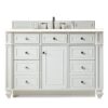 James Martin 157-V48-BW-3EMR Bristol 48 Inch Single Vanity in Bright White with 3 CM Eternal Marfil Quartz Top