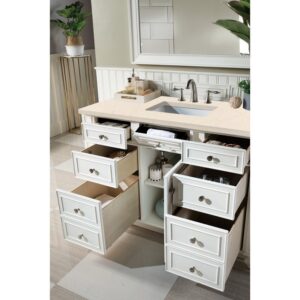 James Martin 157-V48-BW-3EMR Bristol 48 Inch Single Vanity in Bright White with 3 CM Eternal Marfil Quartz Top