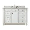 James Martin 157-V48-BW-3ENC Bristol 48 Inch Single Vanity Cabinet with Ethereal Noctis Quartz Top - Bright White