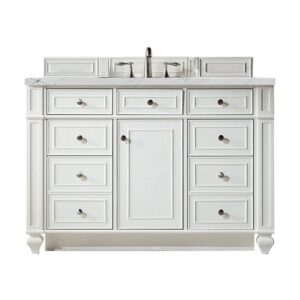 James Martin 157-V48-BW-3ENC Bristol 48 Inch Single Vanity Cabinet with Ethereal Noctis Quartz Top - Bright White