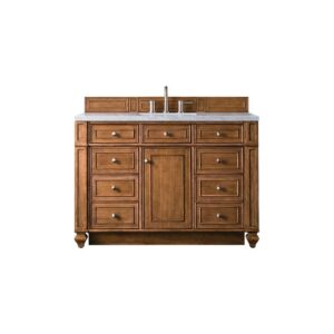 James Martin 157-V48-SBR-3CAR Bristol 48 Inch Single Vanity in Saddle Brown with 3 CM Carrara Marble Top