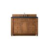 James Martin 157-V48-SBR-3CSP Bristol 48 Inch Single Vanity in Saddle Brown with 3 CM Charcoal Soapstone Quartz Top