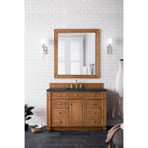 James Martin 157-V48-SBR-3CSP Bristol 48 Inch Single Vanity in Saddle Brown with 3 CM Charcoal Soapstone Quartz Top