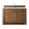 James Martin 157-V48-SBR-3ENC Bristol 48 Inch Single Vanity Cabinet with Ethereal Noctis Quartz Top - Saddle Brown