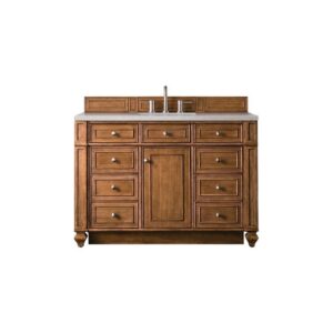 James Martin 157-V48-SBR-3ESR Bristol 48 Inch Single Vanity in Saddle Brown with 3 CM Eternal Serena Quartz Top