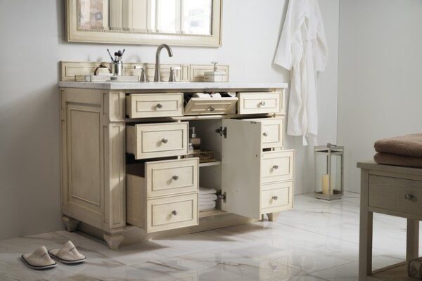 James Martin 157-V48-VV-3CAR Bristol 48 Inch Single Vanity in Vintage Vanilla with 3 cm Carrara Marble Top