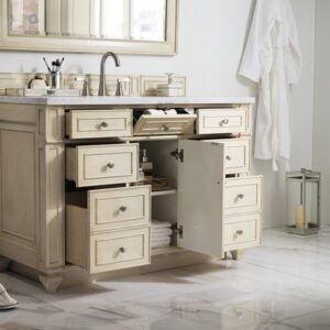 James Martin 157-V48-VV-3AF Bristol 48 Inch Single Vanity in Vintage Vanilla with 3 cm Arctic Fall Solid Surface Top