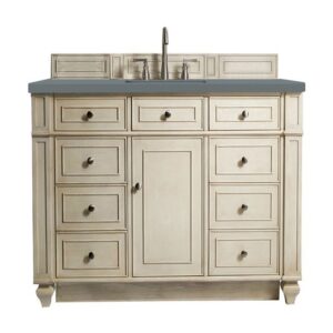 James Martin 157-V48-VV-3CBL Bristol 48 Inch Single Vanity Cabinet with Cala Blue Quartz Top - Vintage Vanilla