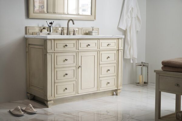 James Martin 157-V48-VV-3ENC Bristol 48 Inch Single Vanity Cabinet with Ethereal Noctis Quartz Top - Vintage Vanilla