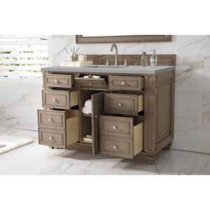 James Martin 157-V48-WW-3ESR Bristol 48 Inch Single Vanity Whitewashed Walnut with 3 CM Eternal Serena Quartz Top