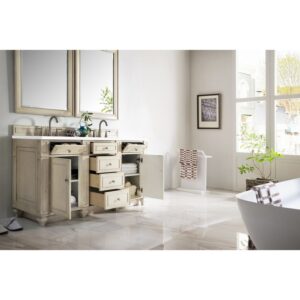 James Martin 157-V60D-3WZ Bristol 60 Inch Double Vanity with 3cm White Zeus Quartz Top