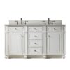 James Martin 157-V60D-BW-3ESR Bristol 60 Inch Double Vanity in Bright White with 3 CM Eternal Serena Quartz Top