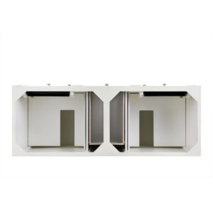 James Martin 157-V60D-BW-3GEX Bristol 60 Inch Double Vanity in Bright White with 3 cm Grey Expo Quartz Top with Sink