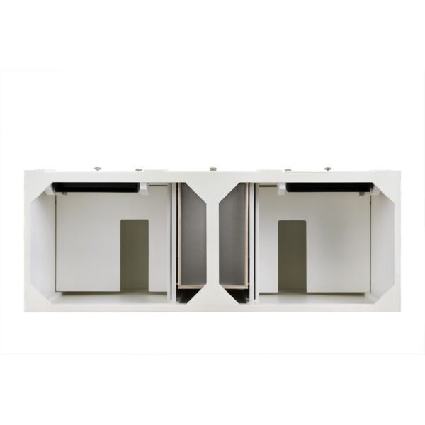 James Martin 157-V60D-BW-3GEX Bristol 60 Inch Double Vanity in Bright White with 3 cm Grey Expo Quartz Top with Sink