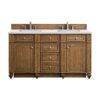 James Martin 157-V60D-SBR-3ENC Bristol 60 Inch Double Vanity Cabinet with Ethereal Noctis Quartz Top - Saddle Brown