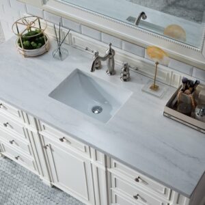 James Martin 157-V60S-BW-3AF Bristol 60 Inch Single Vanity in Bright White with 3 cm Arctic Fall Solid Surface Top