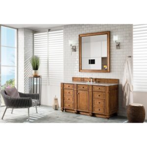 James Martin 157-V60S-SBR-3AF Bristol 60 Inch Single Vanity in Saddle Brown with 3 CM Arctic Fall Solid Surface Top