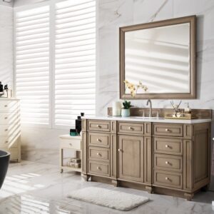 James Martin 157-V60S-WW-3AF Bristol 60 Inch Single Vanity in Whitewashed Walnut with 3 cm Arctic Fall Solid Surface Top