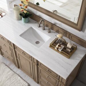 James Martin 157-V60S-WW-3AF Bristol 60 Inch Single Vanity in Whitewashed Walnut with 3 cm Arctic Fall Solid Surface Top